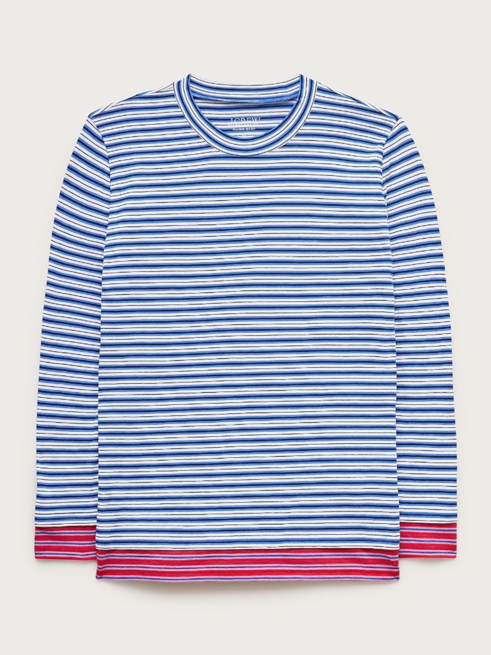 NWT J.Crew Feather jersey three-quarter sleeve shirt in contrast stripe, Size L